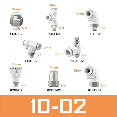 Conector neumático PL de 6 mm y rosca de 1/4 para tubo de aire 2