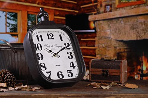 Dozily Rectangle Vintage Wall Clocks Battery Operated Silent Non-Ticking Decor Wall Clocks Dark Brown 16" H X 9.5" W #TOP3
