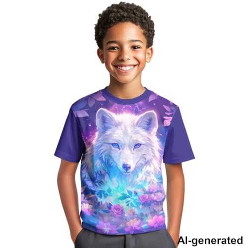 Image of Novelty 3D Graphic T Shirts for Kids Crew Neck Funny Animal Print Short Sleeve Girls Tshirts 3-16 Years