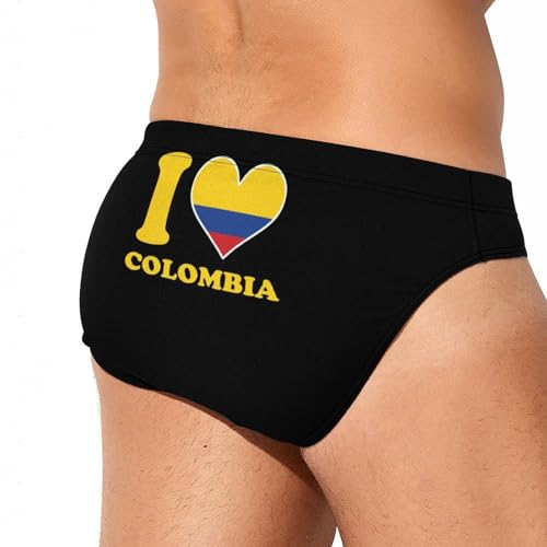 I Love Colombia Flag Printed Swim Briefs for Men Sexy Bikini Swimwear Elastic Beach Trunks Bathing Suit4