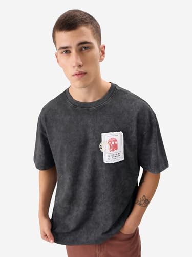 Image of The Souled Store Mr. Soul Men and Boys Short Sleeve Round Neck Purple Graphic Printed Cotton Oversized T-Shirts