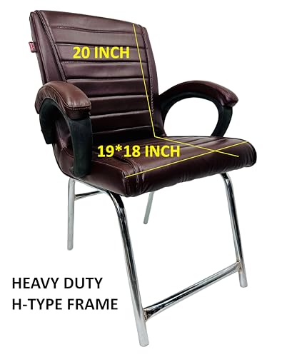 Image of Goyal steel & furniture Executive Office Study Reception Library School Chair Home Study Library Chair with Cushioned seat Back (1, Coffee, H Frame)