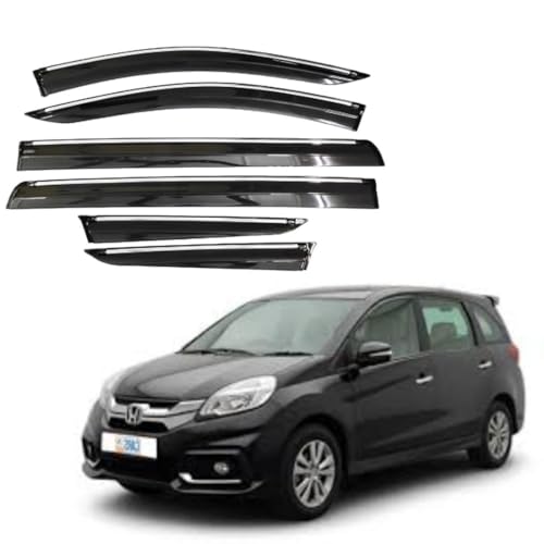 Image of CAR SAAZ Chrome Line Door Visor for Mobilio (2014-2017)(Set of 6Pcs) |Wind Deflector Rain Guard