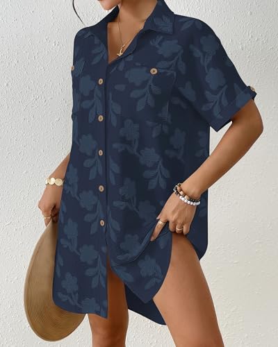 Image of Bsubseach Swimsuit Coverup for Women Swiss Dot Beach Cover Ups Shirt Dress