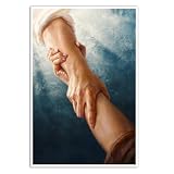 Jesus canvas wall art hand of god jesus reaching into the water to help you out of suffering motivational wall decor print christian jesus god savior inspirational religious belief bible art poster