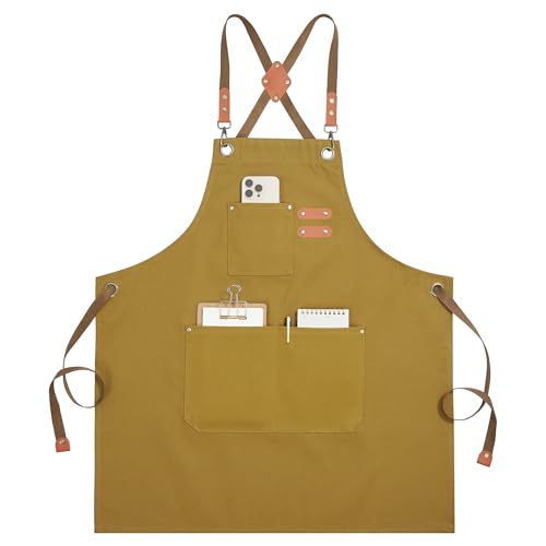 Image of Syntus Chef Apron for Men Women Kitchen Cooking Apron with Pockets, Adjustable Bib Aprons Stain Resistant