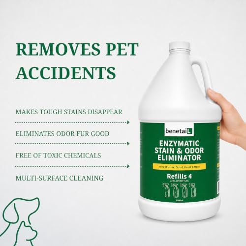 Image of | Pet Enzymatic Stain & Odor Eliminator for Strong Odors Around the Home - Carpet Cleaner for Dog & Cat Urine - Gallon Jug