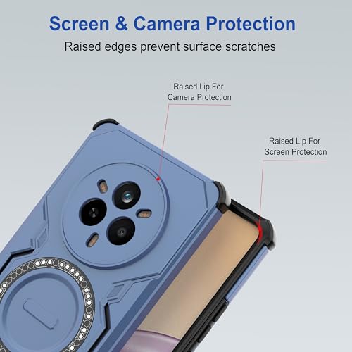 Image of amazon basics Back Case Cover for Realme 14 Pro 5G | MagSafe Case with Built-in Metal Ring | Supports MagSafe Charger, Wallet & Car Mount | Shockproof Hybrid PC + TPU | Blue