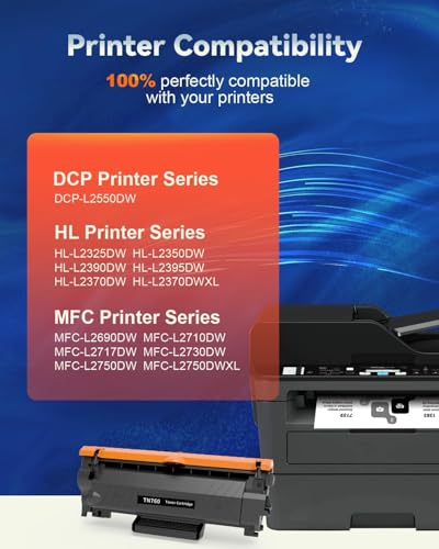 Image of Skydo TN760 Compatible Toner Cartridge Replacement for TN760 TN 760 TN-760 TN730 Toner Compatible with DCP-L2550DW MFC-L2710DW HL-L2370DW HL-L2390DW MFC-L2750DW HL-L2390DW HL-L2350DW (1 Black)