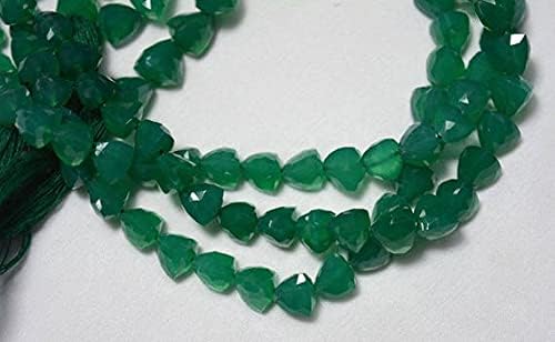 Cuentas de piedras preciosas de ónix verde, cuentas de 0.276 in, cuentas de Briolette cortadas en trillón, cuentas facetadas en forma de pirámide,