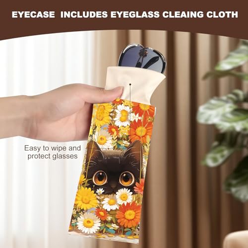 Image of Anikathy 2Pcs Sunglass Eyeglass Glasses Case Soft PU Leather with Cleaning Cloth Portable Glasses Pouch Bag for Men Women