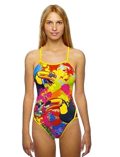 Turbo Power TurboTronic Turbo - Bañador Swimsuit Nat.Mujer Tucan Colors 14 Tirante Fino de Waterpolo Competicion Natación y Triatlón Patrón Ajuste cómodo
