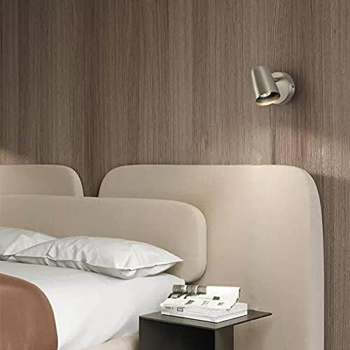 Aisilan Adjustable LED Wall Spotlight, GU10 LED 5W Brushed Nickel Wall Light, Modern Aluminum Wall Lamp Warm White 3000K, Reading Vanity Design, for Bedroom Living Room Stairway BD004a-N-3K-5W GU10