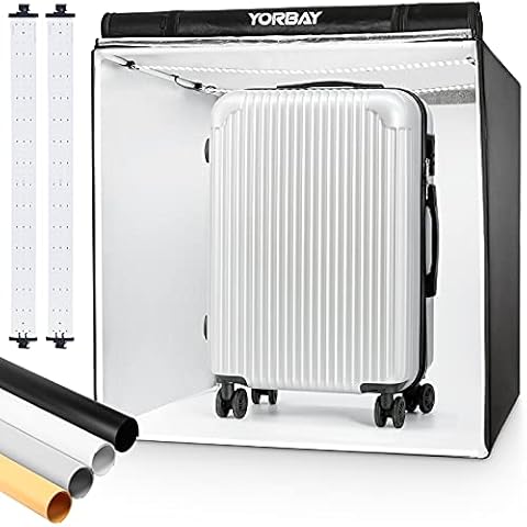 Yorbay Fotostudio Set 80 x 80 x 80cm CRI 95+ LED-Fotobox Lichtbox Lichtwürfel Profi Fotografie Lichtzelt inkl. 4 PVC-Hintergrundfolien (schwarz, weiß, grau, warm-weiß) Mehrweg Cover