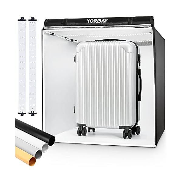 Yorbay Fotostudio Set 80 x 80 x 80cm CRI 95+ LED-Fotobox Lichtbox Lichtwürfel Profi Fotografie Lichtzelt inkl. 4 PVC…