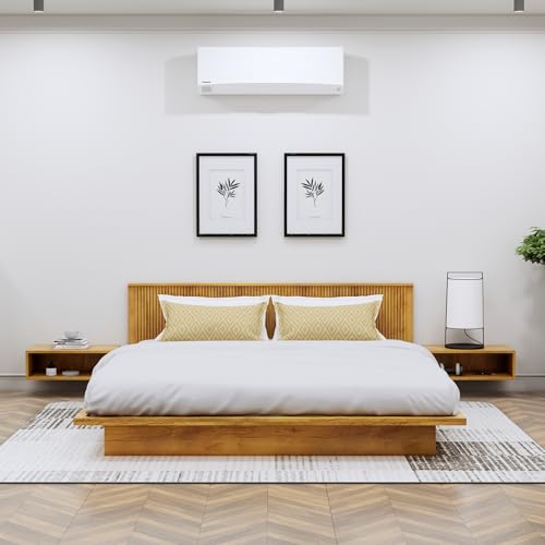 Image of Bniture Modern Low Height King Size Bed Without Storage | Engineered Wood Platform Bed Designer Headboard | Bed King Size Wooden Cot Double Bed for Bedroom 3 Year Warranty (Giant Wood)