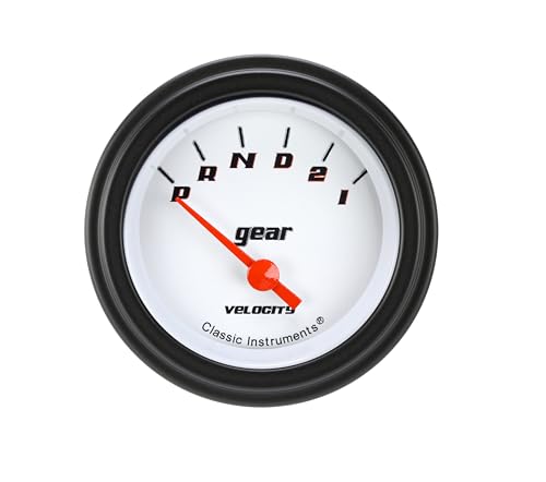 Classic Instruments VS07WBLF Velocity White 2-1/8"" Gear Selector Gauge No OD