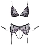 Cottelli Bondage Damen Set, Schwarz/Lila, XXL