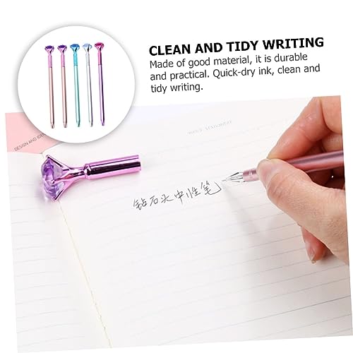 Set 5 bolígrafos gel negro diseño diamante para escritura suave miniatura 5