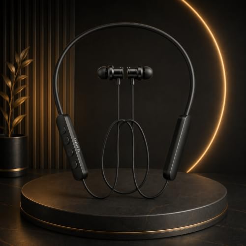 Image of Bluetooth Neckband Earphones with 105H Playtime, Wireless Bluetooth Headphones with ENC Noise Reduction, Built-in Equalizer Mode, Magnetic Earbuds, HD Calling Mic, Neckband Earphones - Black