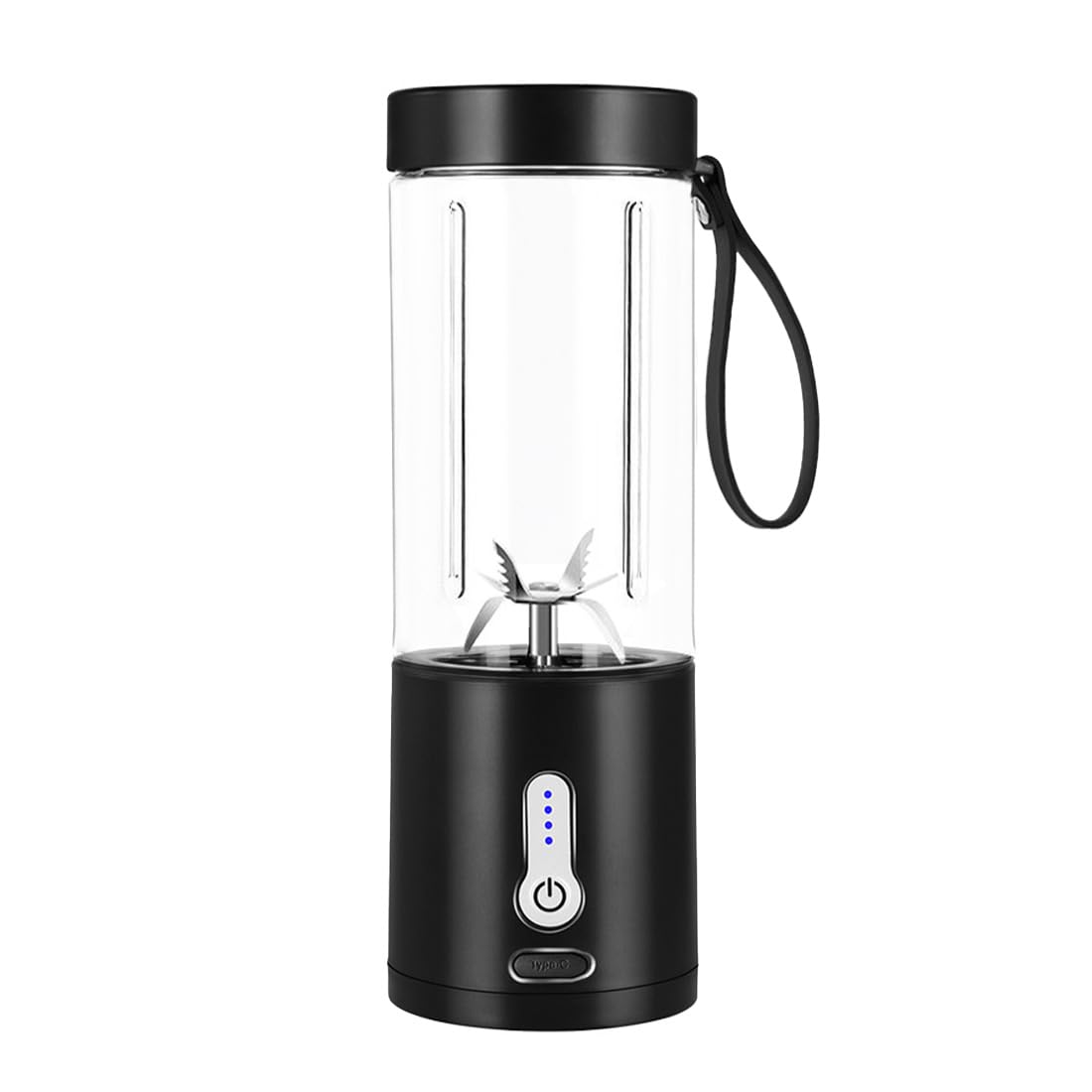 Mixeur portable 530 ml, taille personnelle, mixeur à smoothie polyvalent 150 W sans fil avec mini mélangeur de fruits rechargeable par USB pour voyage, sport, bureau, shakes, jus de nourriture – Noir