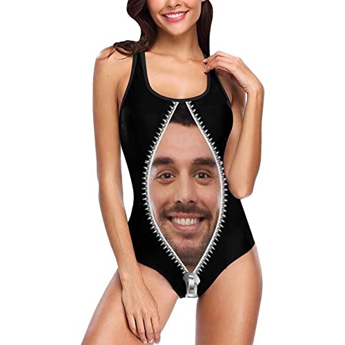 Custom Face Swimsuits for Women, Personalized Photo Tank Top Swimsuits, Customized One Piece Swimwear for Summer Holiday2