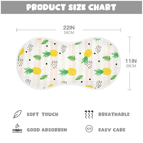 xigua Yellow Pineapples Muslin Baby Burp Cloths Set of 1, Super Soft & Absorbent Burping Rags, Cotton Burp Clothes Shower Gift for Newborn, Baby Girls and Boys4