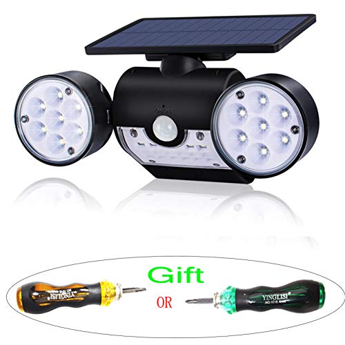 Solar Lights Outdoor for Patio and Yard, Motion Sensor Security Lighting Solar Powered Flood Lamp 30 LED Night Lights 360 Adjustable Dual Head Spotlights Waterproof Landscape Light for Garden Garage
