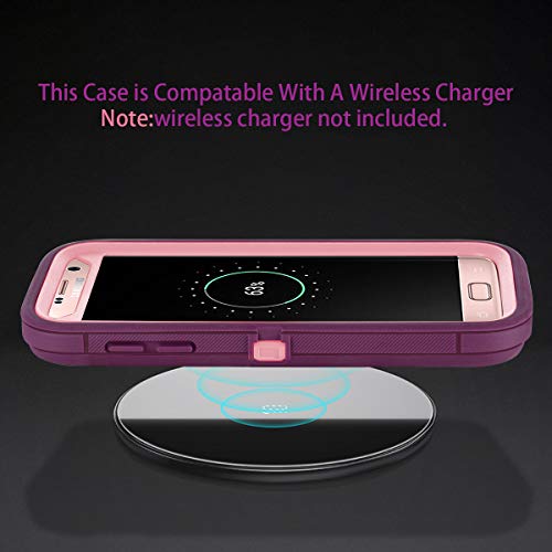 I-Honva For Galaxy S7 Case Shockproof Dust/Drop Proof 3-Layer Full Body Protection [Without Screen Protector] Rugged Heavy Duty Durable Cover Case For Samsung Galaxy S7 G930, Purple/Pink #TOP5