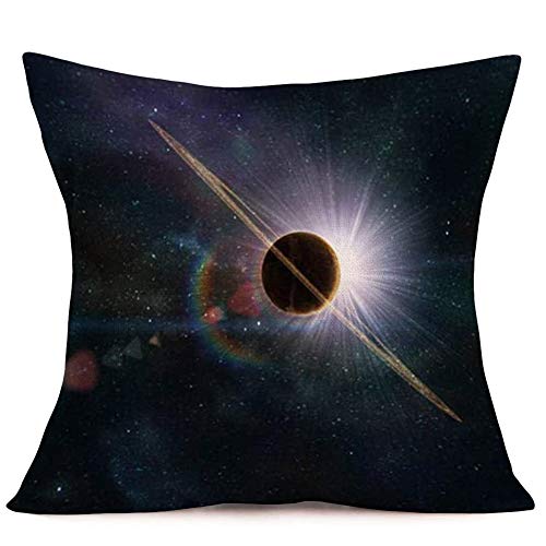 Doitely Set Of 4 Space Planet Throw Pillow Covers Nebula Galaxy Universe Outer Space Image Decorative Cushion Case 18" X 18" Cotton Linen Square Accent Pillowcase For Sofa Bed #TOP4