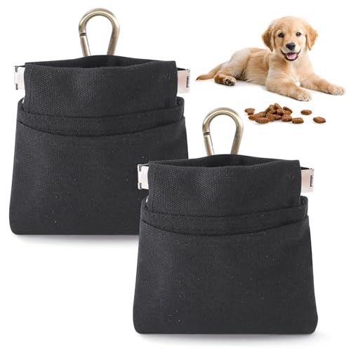 Image of Lanjue Dog Treat Bags 2 Pack, 600D Oxford Pouches with Clip, Black