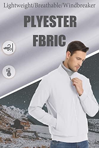 Tacvasen Men's Jacket-Lightweight Spring Fall Windbreaker Bomber Coat, White Xl #TOP5