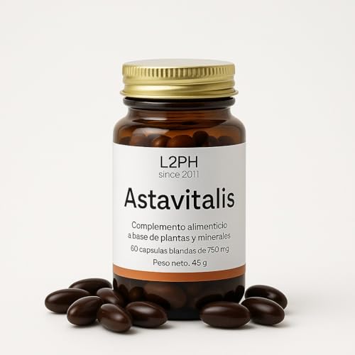 ASTAVITALIS – Complemento Alimenticio Antioxidante Celular para mejorar Piel, Articulaciones y Memoria (60 Cápsulas) Complemento Nutricional Con Astaxantina, Glutatión y Té Verde