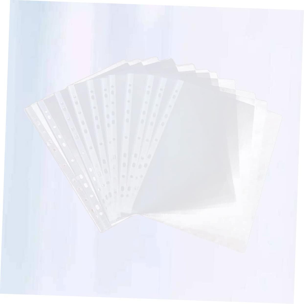 100pcs Clear Sheet Protectors Punched File for Office Use Loose Leaf Protectors Transparent Design for Easy Viewing and