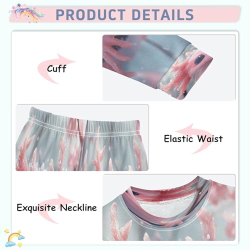 Pajama Sets Long Sleeve Pink Cute Axolotl Cherry Blossoms Soft Comfy Sleepwear 2 Piece PJS 3-8T4