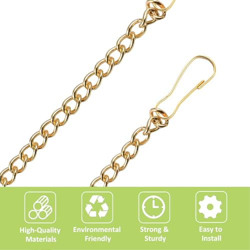 Image of Picture Hanging Kit with 4Pcs 2M Picture Hanging Chains & 12Pcs Hooks, Heavy Duty Metal Display Chain for Photo Frames Artworks Mirror(Gold)