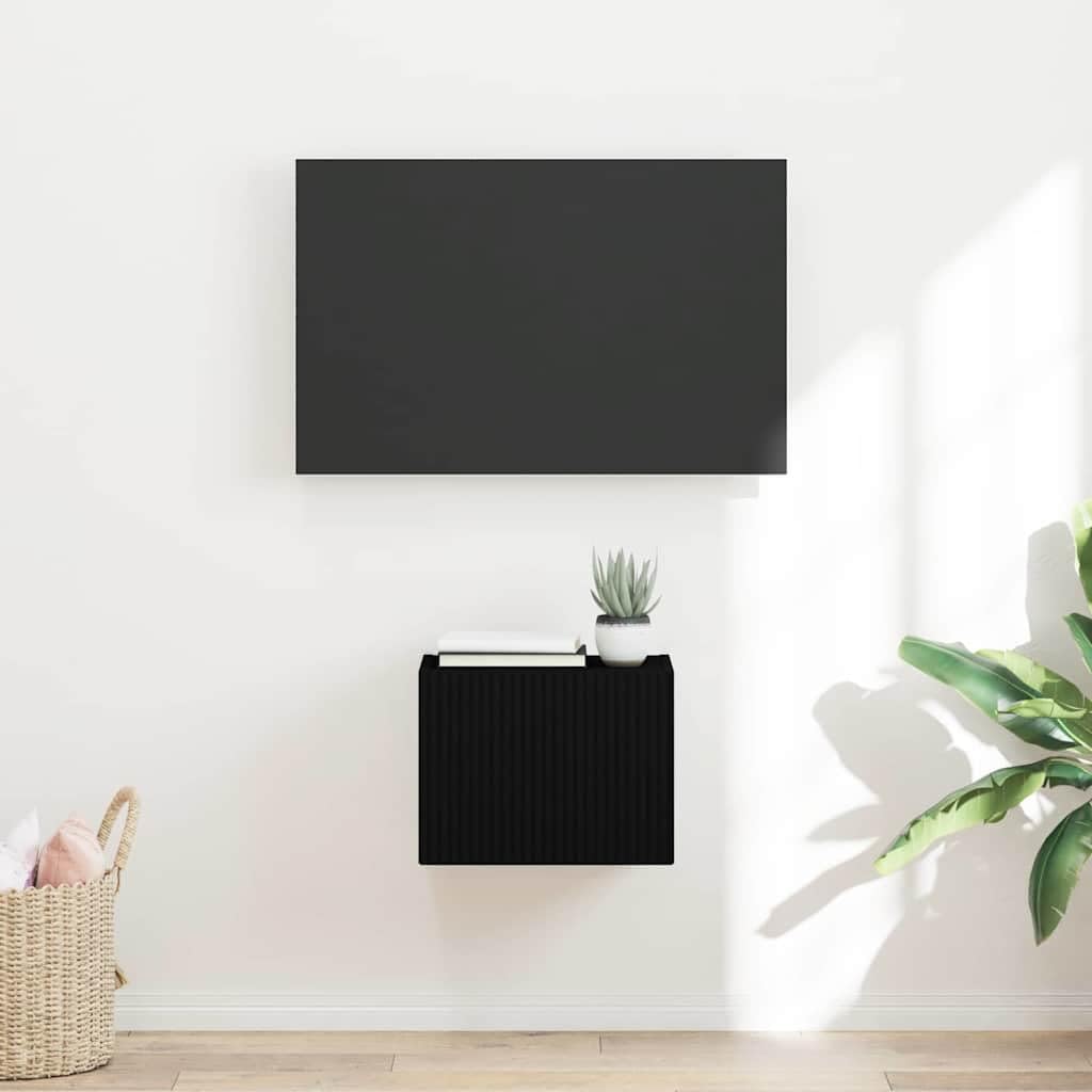 Mobile da parete per TV, nero, in legno, 39 x 31 x 29,5 cm, con montaggio a parete e spazio per soggiorno, camera da letto, gaming, home theatre