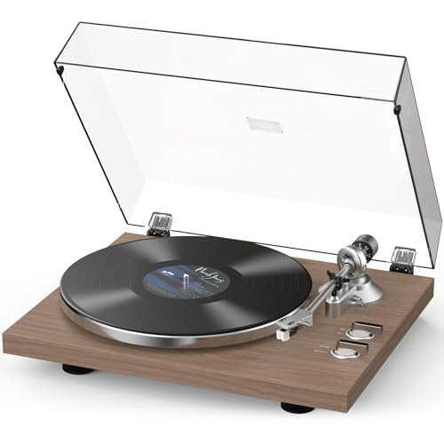 Image of Record Player Turntables for Vinyl Record Belt-Drive Wireless Output Connectivity Phono RCA Line USB Digital to PC Recording MM Audio AT-3600L Stylus Adjust Counterweight Vintage Wooden Light Brown