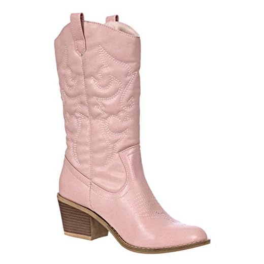 Charles Albert Womens Boot Embroidered Modern Western Cowboy, Blush (9) Cowboy_Style_Blush_9