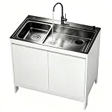 Lavello freestanding in acciaio inox 304 con mobiletto portaoggetti