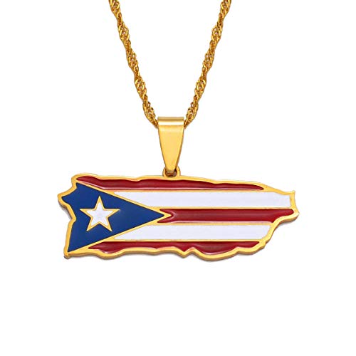 Hafrita Puerto Rico Map And Colored Flag Pendant Necklaces Gold Puerto Ricans Necklace3