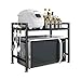 YANJ Cremagliera espandibile per Forno a microonde, ripiano per microonde con Estensione Orizzontale, organizzatore da banco per Cucina, a 2 Livelli (Acciaio al Carbonio)