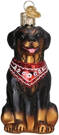 Old World Christmas Rottweiler Glass Blown Ornament for Christmas Tree, Handcrafted Holiday Decoration, Dog Collection image 2