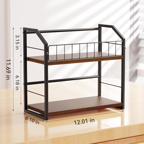 Image of 2-Tier CD Holder, CD Storage Rack for Display, CD Organizer with Rubber Feet, Stores Up to 60 CDs for Shelf Storage and Organization, for Music Enthusiasts and Collector Walnut