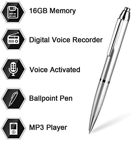 16GB Digital Voice Recorder Pen by Aizhy,Pocket Voice Activated Recorder Pen,Dictaphone, MP3 Player 3-in-1 with Mini USB Disk，One Button Recording and Saving Perfect Speeches