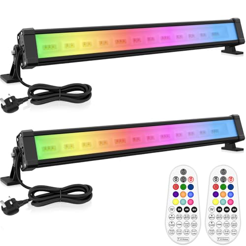 MEIKEE 42W RGB FloodLlight Color Changing 360° Wall Washer Floodlights 12 Colors 2 Modes with Timer Dimmable LED Spotlight RGB Bar Mood Light for Party Disco Celebrations Stage Houses 2 Pack