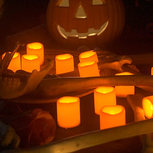 Image of Orange Battery Operated Flameless LED Votive Candles for Halloween 24 Pack