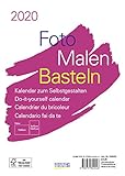  Foto-Malen-Basteln Bastelkalender A5 weiß 2020: Fotokalender zum Selbstgestalten. Aufstellbarer do-it-yourself Kalender mit festem Fotokarton.