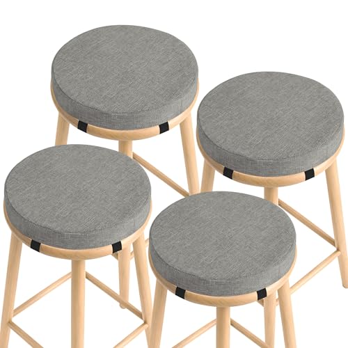 Image of AddGrace Round Bar Stool Cushions 4 Pack Bar Stool Seat Cushion Non Slip Round Chair Pads with Removable and Washable Cover 12x12 Inch Light Grey