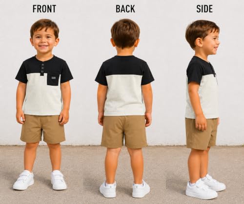 Image of Volcom Toddler Baby Boy Shorts Set - 2 Piece Short Sleeve Graphic Tees and Tech Stretch Shorts for Boys Infant Summer Clothes